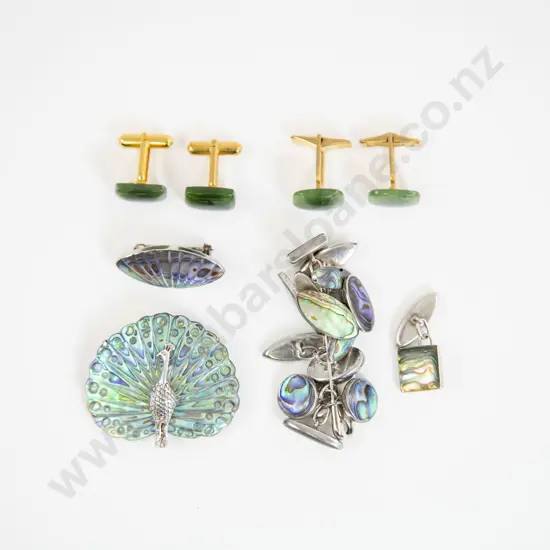 NZ Silver and Paua Peacock Brooch