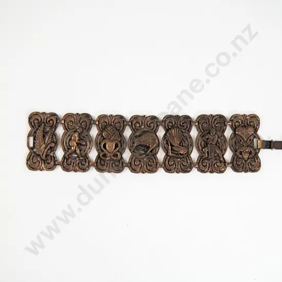 Bronze Tone Kiwiana Cuff Link Bracelet