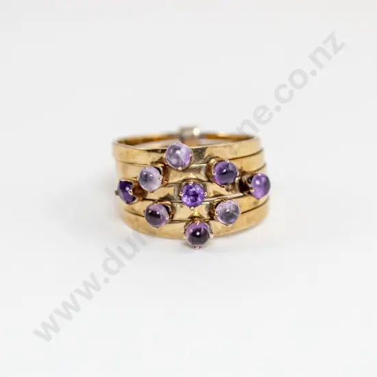 14ct Nine Stone Amethyst Split Band Ring