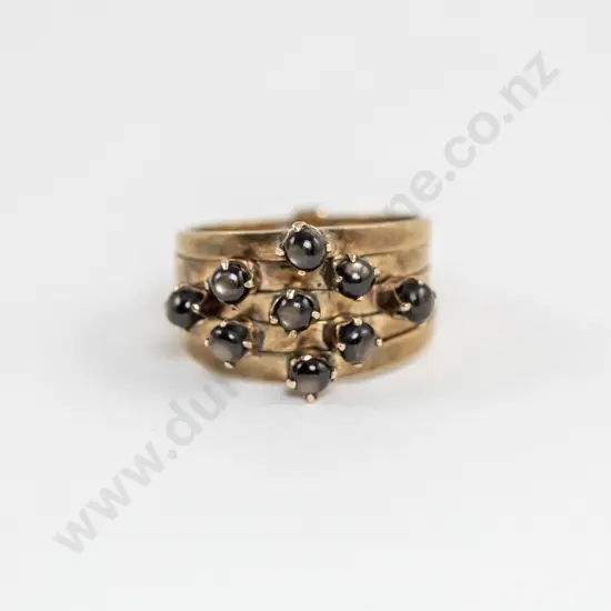 14ct Five Band Nine Stone Star Sapphire Ring