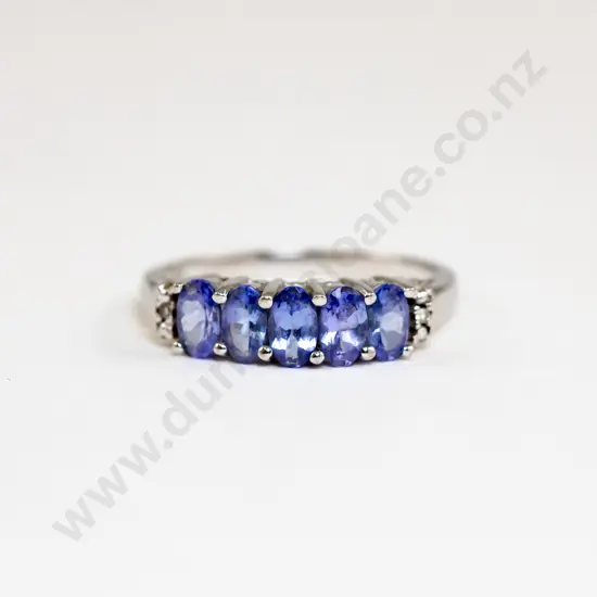 9ct White Gold Five Stone Topaz Bridge Ring