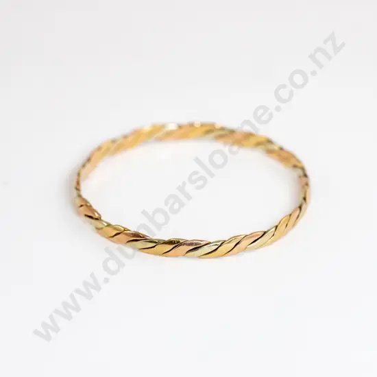 9ct Three Tone Gold Twist Bangle