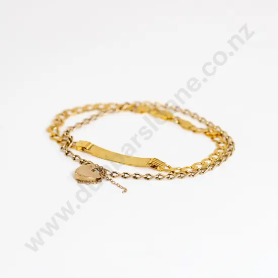 9ct Curb Link Identity Bracelet and 9ct Curb Chain Bracelet