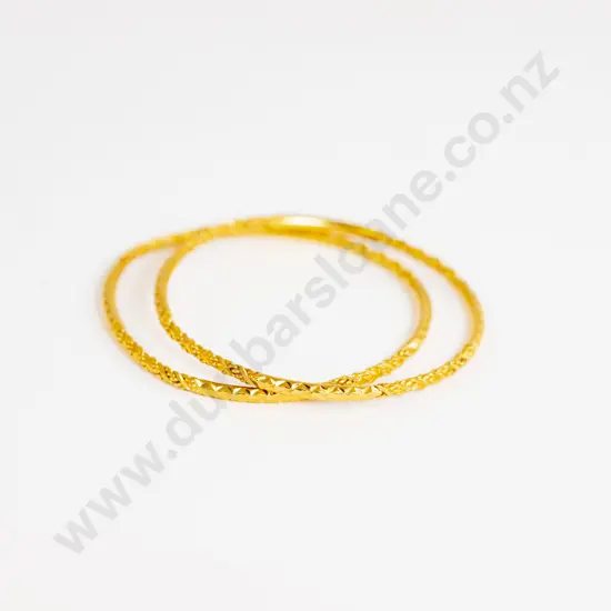 Pair Chinese 22ct Fancy Bright Cut Bangles
