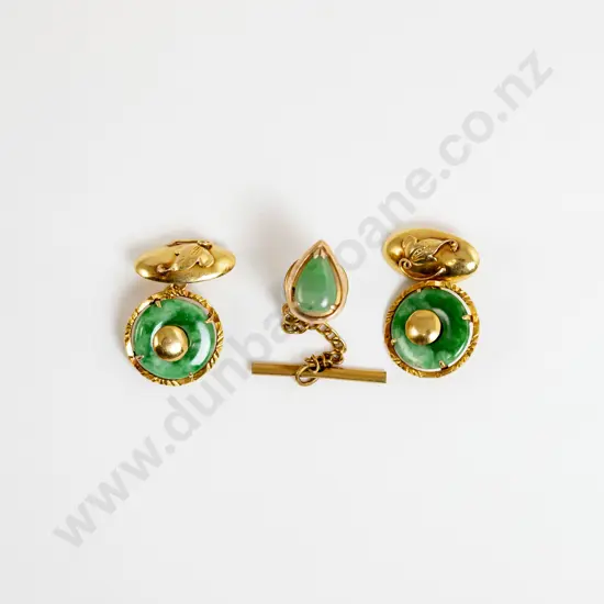 18ct Apple Green Jade Cufflinks