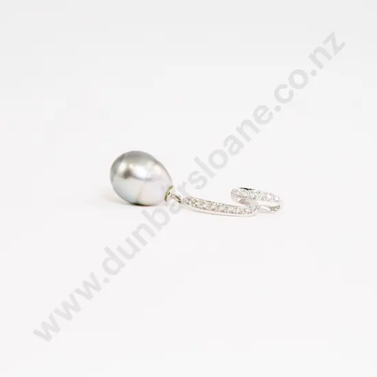 18ct White Gold Diamond and South Sea Black Pearl Pendant