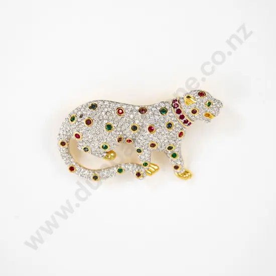 Boxed Swarovski Crystal Duchess of Windsor Style Prowling Big Cat Brooch