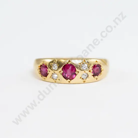 18ct Seven Stone Ruby and Diamond Band Ring