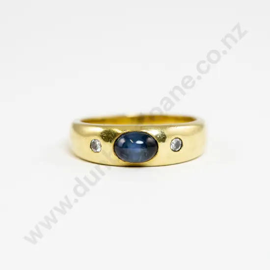 18ct Three Stone Sapphire and Diamond Band Ring