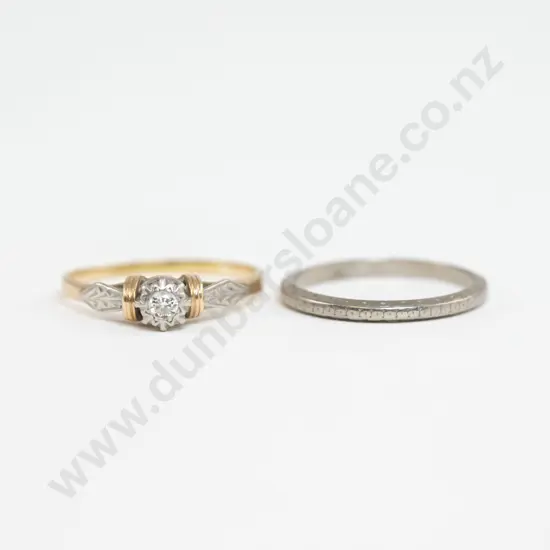 18ct Solitaire Diamond Ring and 18ct White Gold Band Ring