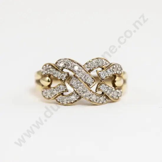 9ct 30stone Diamond Fancy 'Love Knot' Band Ring