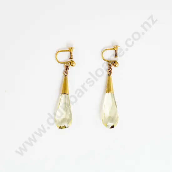 Pair 9ct Citrine Pendant Earrings