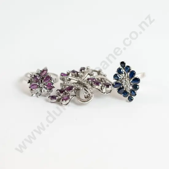 S/S Ruby and Spinel Spray Brooch