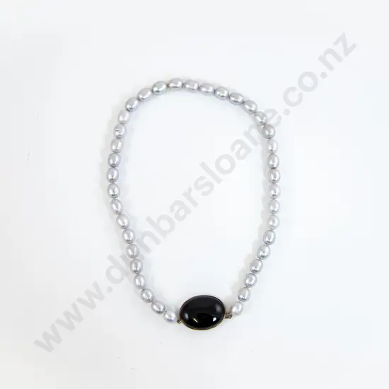 Single Strand Freshwater Silver Pearl Necklace