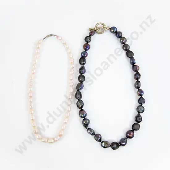 Two Single Strand Baroque Fresh Water Pearl Necklaces