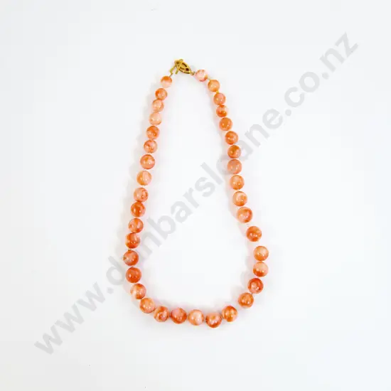 Single Strand Pink Coral Bead Necklace