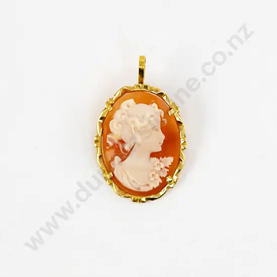 18ct Framed Portrait Cameo Brooch
