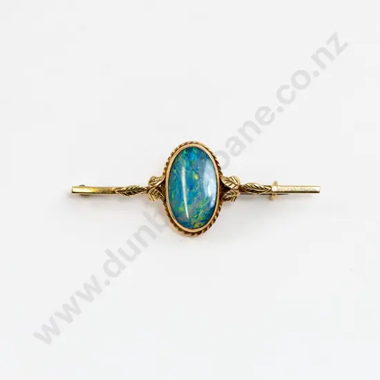 9ct Single Opal Bar Brooch