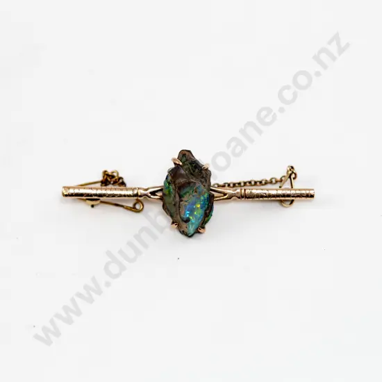 9ct Single Raw Opal Bar Brooch