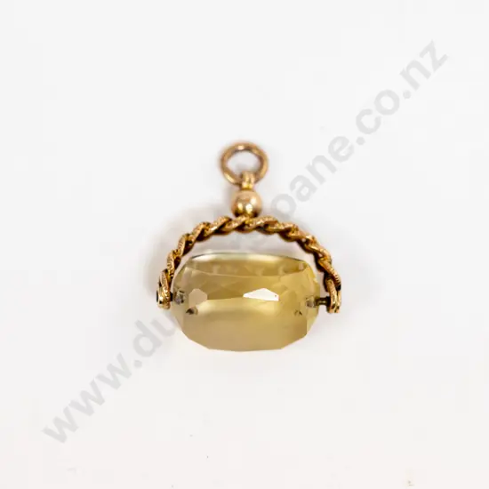 9ct Mounted Citrine Swivel Fob