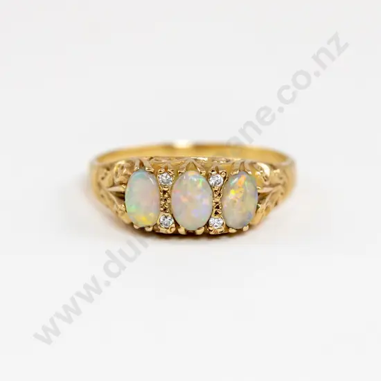 9ct Seven Stone Opal and Diamond Dress Ring