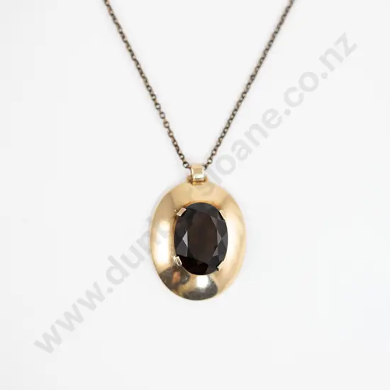 9ct Modern Design Single Smokey Quartz Pendant