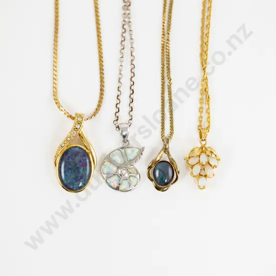 9ct Fancy Link Neck Chain together with Three Other Pendants