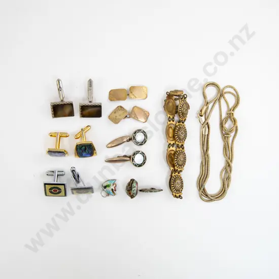 Pair 9ct Cuff Links and Small Collection Jewellery and Cuff Links