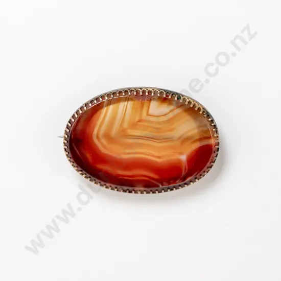 Victorian 9ct Framed Carnelian Panel Brooch