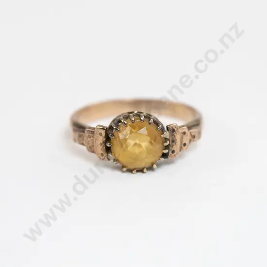 Vintage 9ct Single Citrine Ring