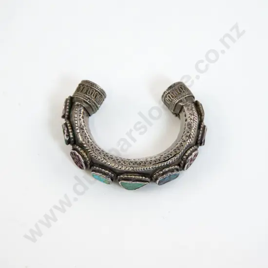 Antique Possible Yemen Carnelian and Turquoise Cuff Bracelet