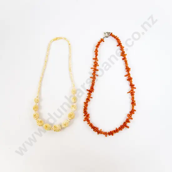 Early C20th Single Strand Graduated Carved Ivory Bead Necklace