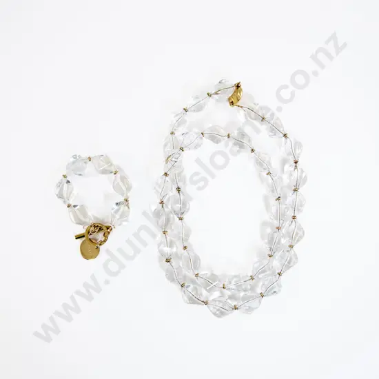 Dyrberg/Kern Designer 'Deveron' Clear Plastic Bead Necklace and Matching Bracelet