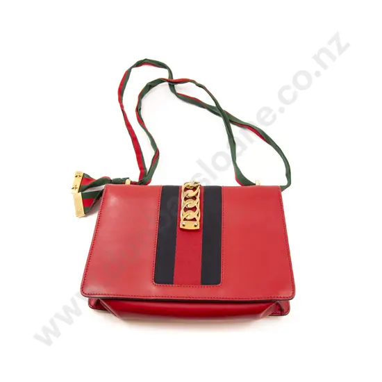 Gucci Sylvie Red Leather Handle Bag