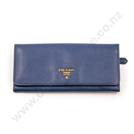 Prada Classic Blue Saffiano Leather Long Wallet