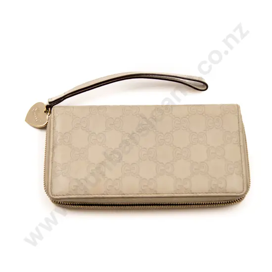 Gucci Heart Zip "GG" Embossed Leather Wallet