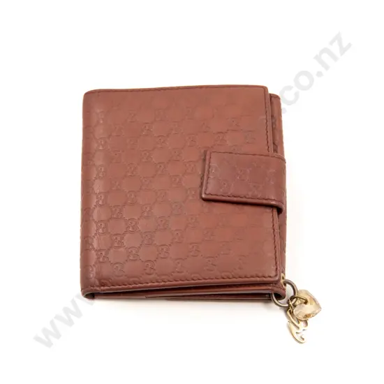 Gucci Brown Leather Wallet with Heart Charm