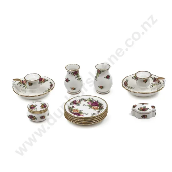 Collection of RA Old Country Roses Including Pair of Candle Holders etc (11pce)