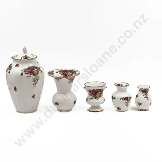 RA Old Country Roses Four Vases with Covered Vase