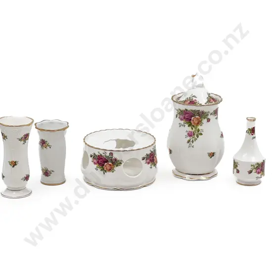RA Old Country Roses Three Vases with Covered Vase and Teapot/Coffeepot Warmer