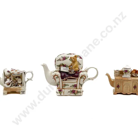 RA Old Country Roses Ornament Teapot with Two Miniature