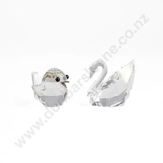 Swarovski Miniature Swan and Sparrow Ornaments