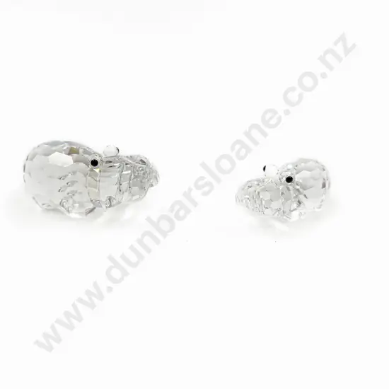Two Swarovski Hippo Ornaments