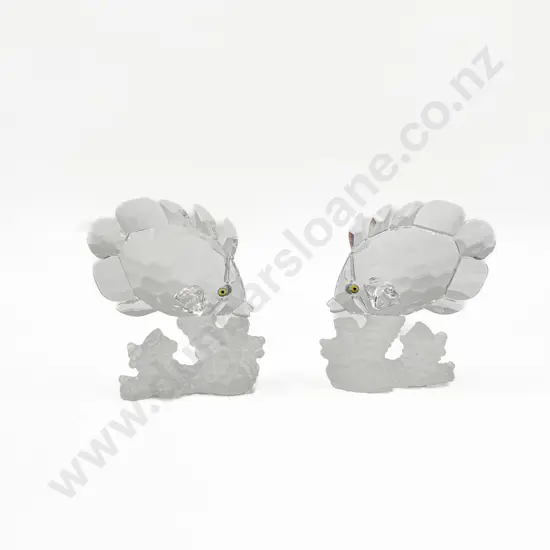 Two Swarovski Fish on Coral Ornaments