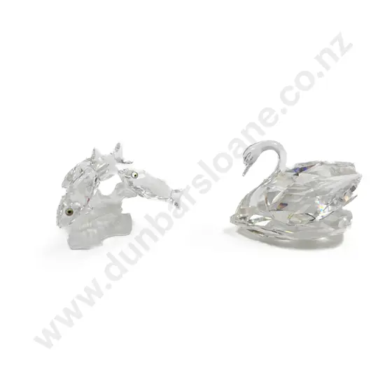 Swarovski Large Swan and Fish Figure Group
