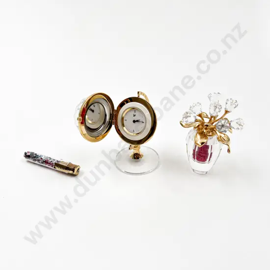Swarovski Secrets Globe Clock and Spring Flower Ornament