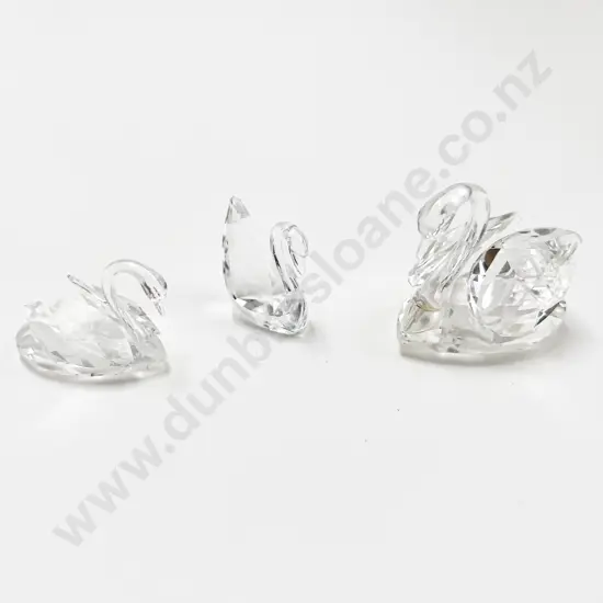 Three Swarovski Swan Ornaments