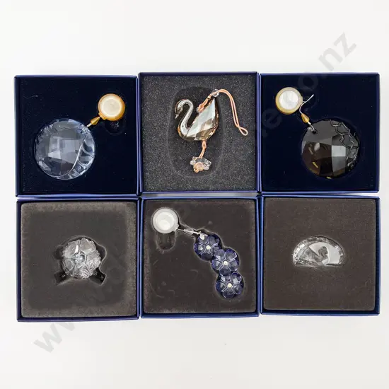 Six Swarovski Crystal Ornaments