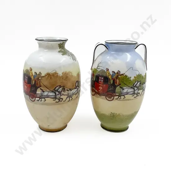 Two RD Coaching Scenes Vases