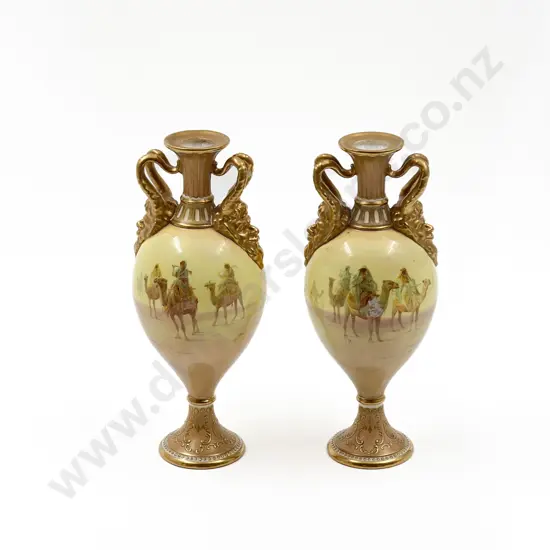 Pair of RD Hand-Painted Urns